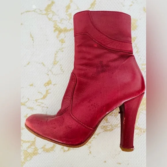 🔥🔥FINAL CLEARENCE🔥🔥 MARC JACOBS Made in Italy Red Leather Bootie - Picture 9 of 14